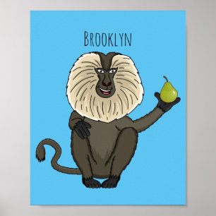 Affiche Funny lion tailed macaque monkey cartoon