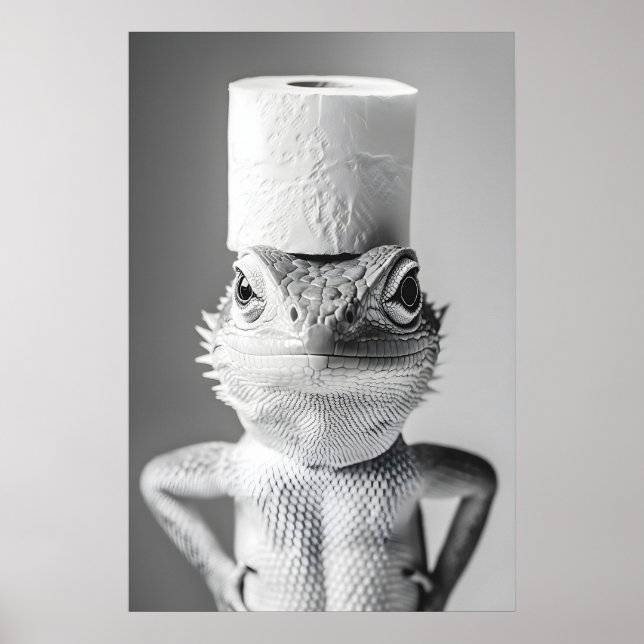 Affiche Funny Lizard Toilet Paper Roll Bathroom Print (Devant)