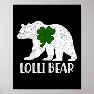 Affiche Funny Lolli Bear Jour de la Saint Patrick Shamrock