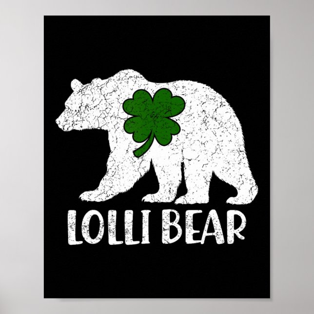 Affiche Funny Lolli Bear Jour de la Saint Patrick Shamrock (Devant)