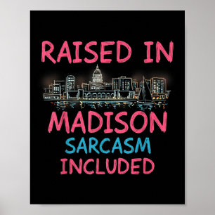 Affiche Funny Madison Wisconsin Night Skyline Vintage