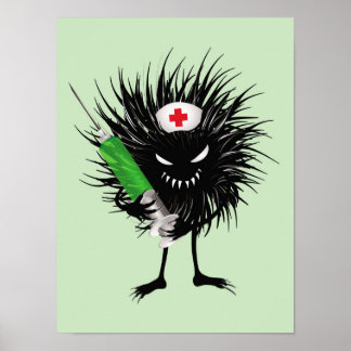 Affiche Funny Malin Caractère infirmière seringue gothique