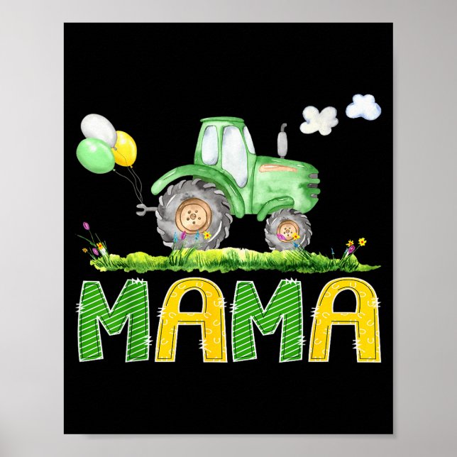 Affiche Funny Mama Birthday Boy Tractor Farm Truck Matchin (Devant)