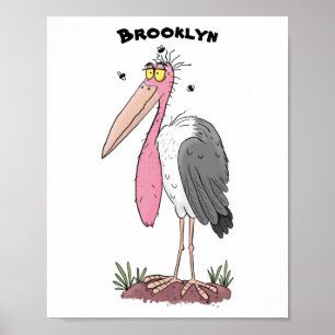 Affiche Funny marabou stork cartoon