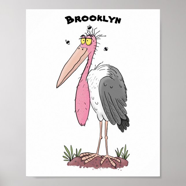 Affiche Funny marabou stork cartoon (Devant)