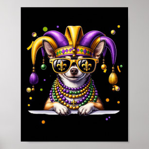 Affiche Funny Mardi Gras Bead Chihuahua Chig Festival Carn