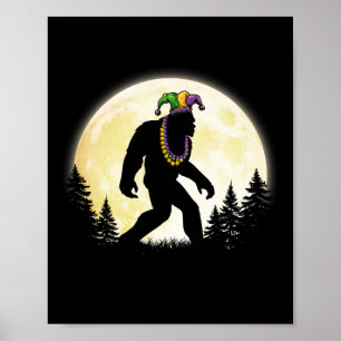 Affiche Funny Mardi Gras Bigfoot Enfants Hommes Sasquatch 