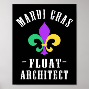 Affiche Funny Mardi Gras Float Architecte Fleur De Lis