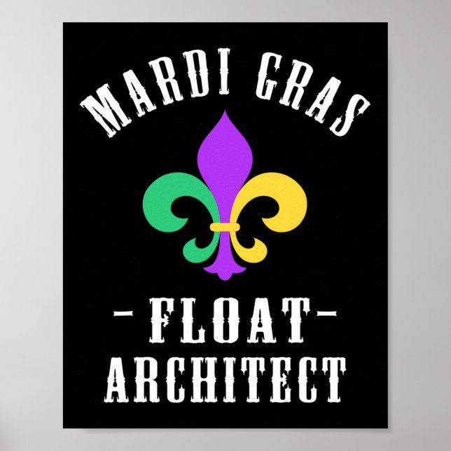 Affiche Funny Mardi Gras Float Architecte Fleur De Lis (Devant)