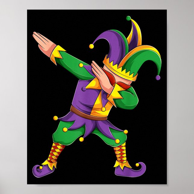 Affiche Funny Mardi Gras Outfit Dabbing Jester New Orleans (Devant)