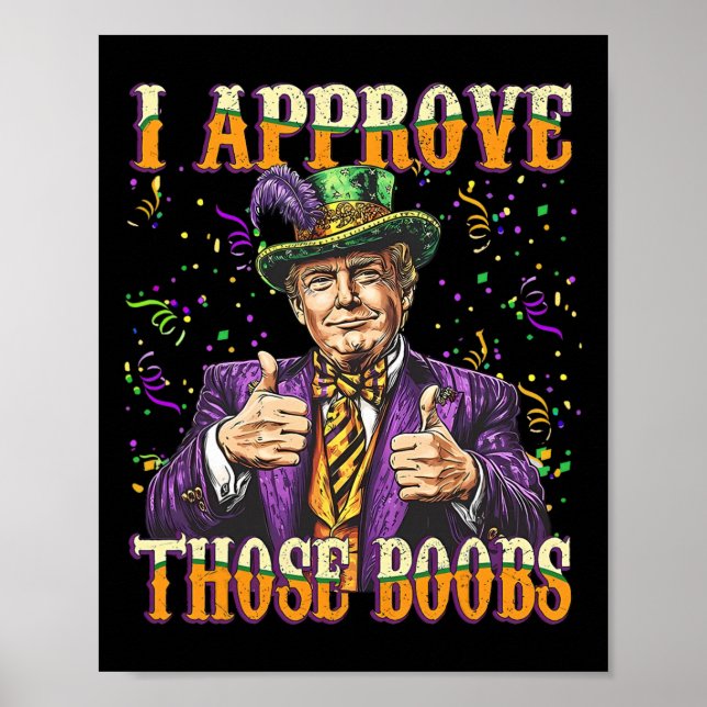 Affiche Funny Mardi Gras Usa J'Approuve Ces seins (Devant)