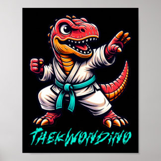 Affiche Funny Martial Arts Karate Taekwondo Dino Animal Cu