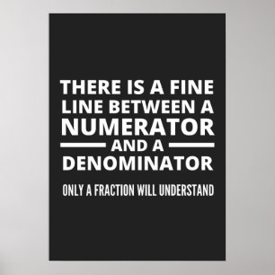 Affiche Funny Math FINE LIGNE NUMÉRATEUR DENOMINATEUR