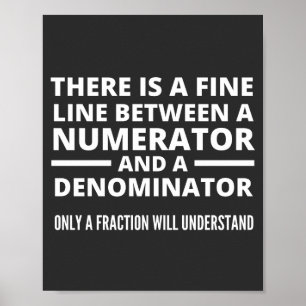 Affiche Funny Math FINE LIGNE NUMÉRATEUR DENOMINATEUR