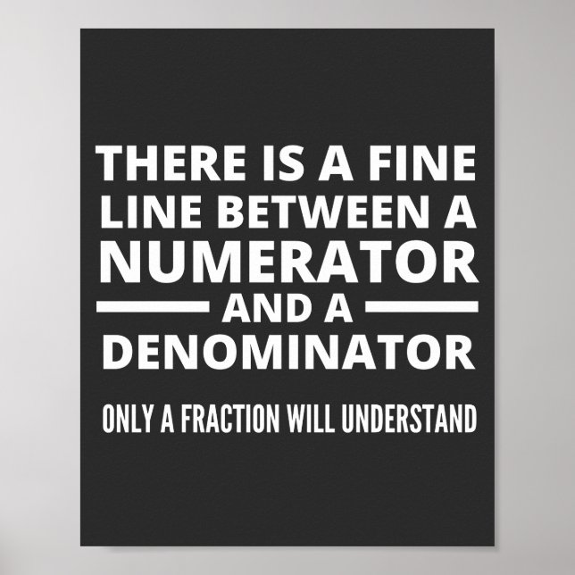 Affiche Funny Math FINE LIGNE NUMÉRATEUR DENOMINATEUR (Devant)