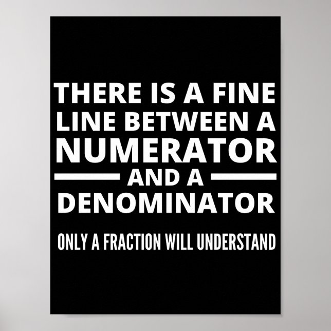 Affiche Funny Math FINE LIGNE NUMÉRATEUR DENOMINATEUR (Devant)