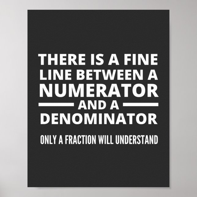 Affiche Funny Math FINE LIGNE NUMÉRATEUR DENOMINATEUR (Devant)