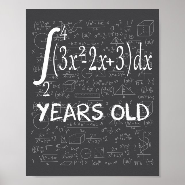 Affiche Funny Math Geek 50 Years Old 50th Birthday Integra (Devant)