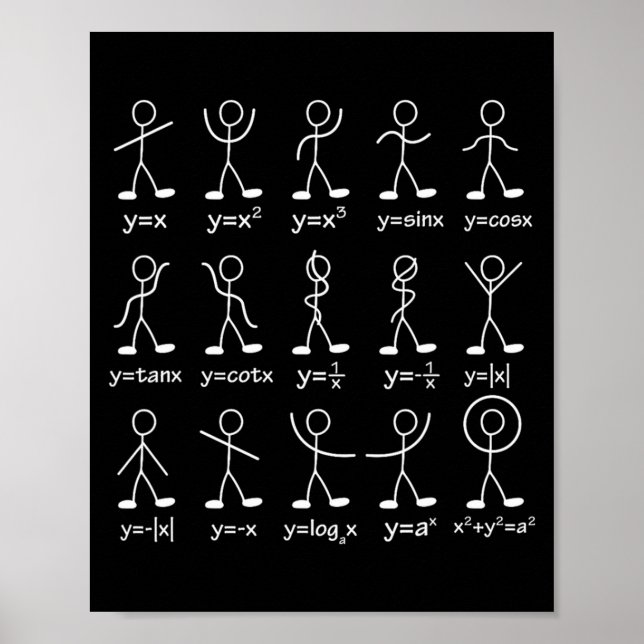 Affiche Funny Math Graph Stick Figures Algebra Calculus Hu (Devant)