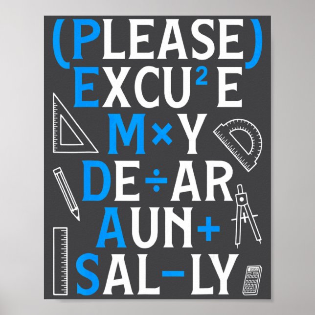 Affiche Funny Math Rules Pemdas Pun Teachers Math Day  (Devant)