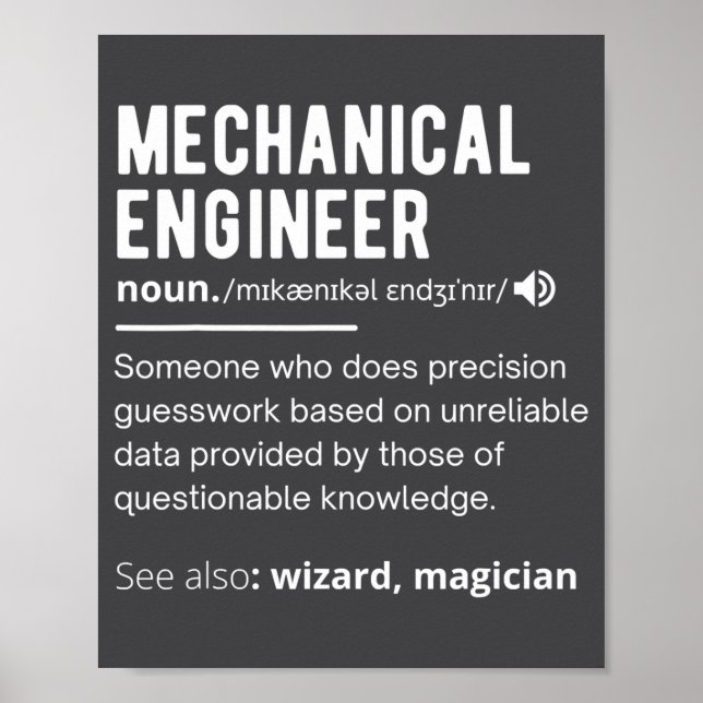 Affiche Funny Mechanical Engineer Definition Engineering  (Devant)
