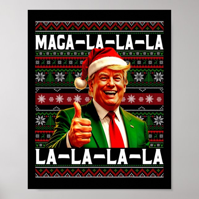 Affiche Funny Mega-la-la-Trump Santa Hat Vilain Noël (Devant)