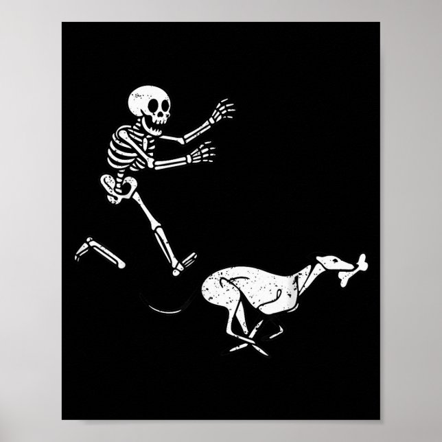 Affiche Funny Meme Greyhound Running Skeleton Halloween  (Devant)