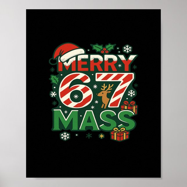 Affiche Funny Meme Merry 67 M Candy Cane Christmas Numbers (Devant)