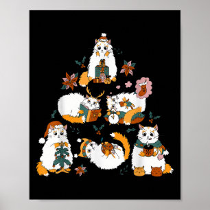 Affiche Funny Meowy Catmas Chat Noël Arbre de Noël Filles