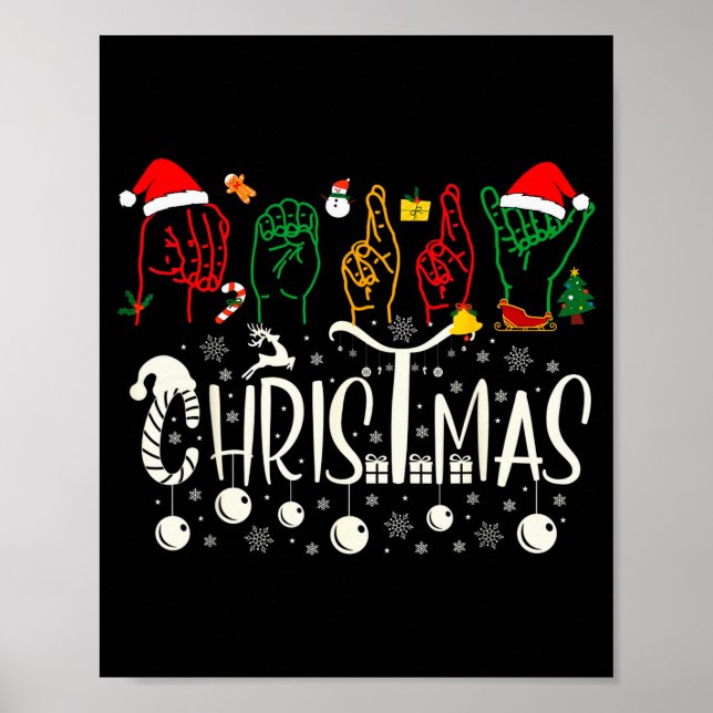 Affiche Funny Merry Christmas Asl Tee American Sign Langua (Devant)