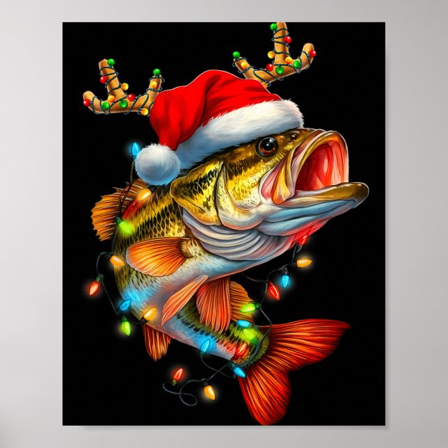 Affiche Funny Merry Fishmas B Fish Fishing Christmas Xmas  (Devant)
