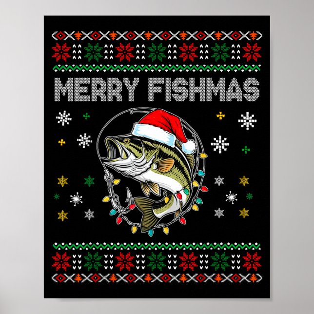Affiche Funny Merry Fishmas B Fishing Christmas Ugly Sweat (Devant)