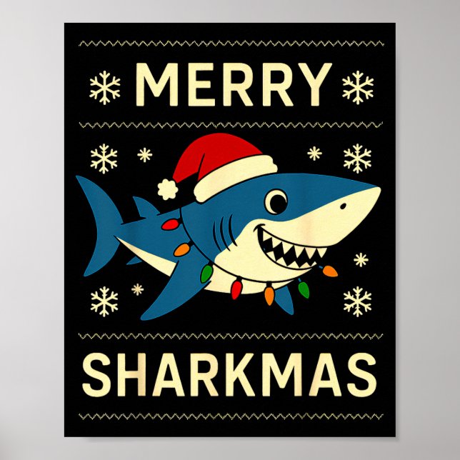 Affiche Funny Merry Sharkmas Christmas Shark Humor  (Devant)