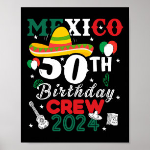 Affiche Funny Mexique 50e Anniversaire Crew 50 Année Cinco