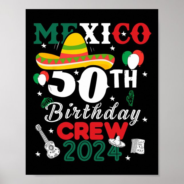 Affiche Funny Mexique 50e Anniversaire Crew 50 Année Cinco (Devant)