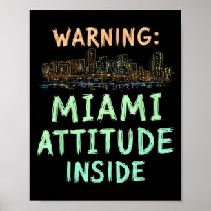 Affiche Funny Miami Florida Night Skyline Vintage