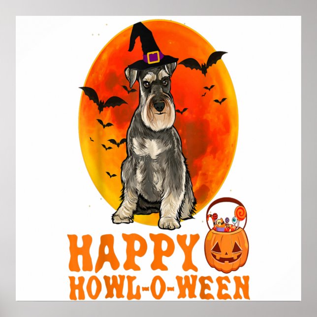 Affiche Funny Miniature Schnauzer Dog Halloween Happy Howl (Devant)