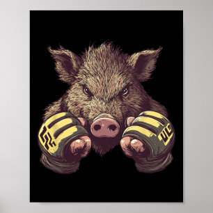 Affiche Funny Mixed martial art Boar - Cage Fighter Et Mar