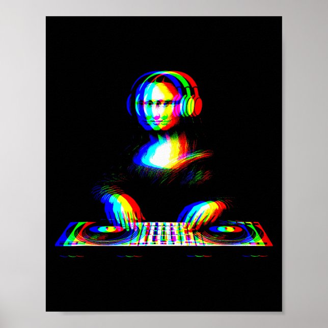 Affiche Funny Mona Lisa Dj Varwave Techno Rave Edm Music P (Devant)