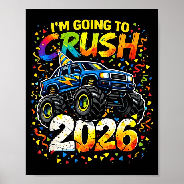 Affiche Funny Monster Truck New Years Kids Crush 2026 Part (Devant)