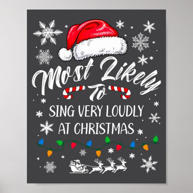 Affiche Funny Most Likely To Christmas Singing Long Sleeve (Devant)