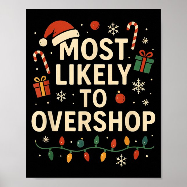 Affiche Funny Most Likely To Overshop Family Christmas  (Devant)