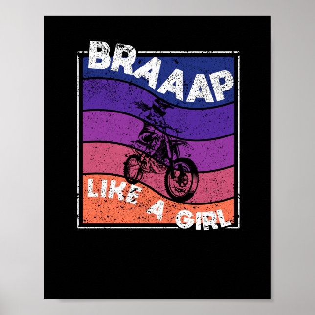 Affiche Funny Motorcycle Girl Motocross Dirt Bike Braap (Devant)