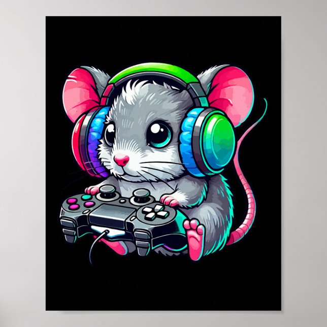 Affiche Funny Mouse Video Games Lover Gamer Gaming  (Devant)