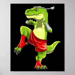 Affiche Funny Muay Thai T-rex - Thai Boxe