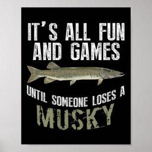Affiche Funny Musky Fishing Muskellunge Poisson D'Eau Douc