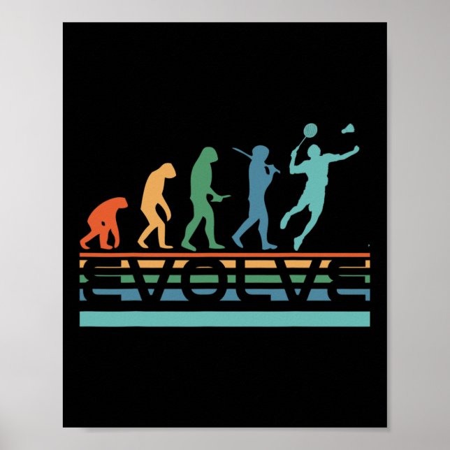 Affiche Funny Nerdy Evolve Dminton Player Evolution Sports (Devant)