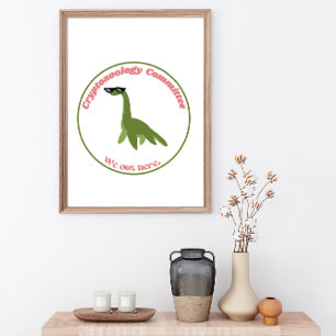 Affiche Funny Nessie Cryptid Club, Green & Pink Retro