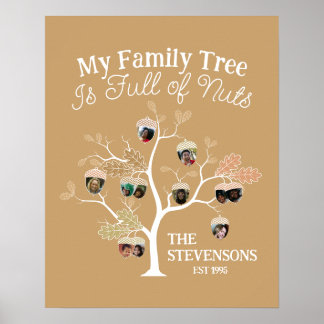 Affiche Funny Neutral Photo Family Tree est plein de noix