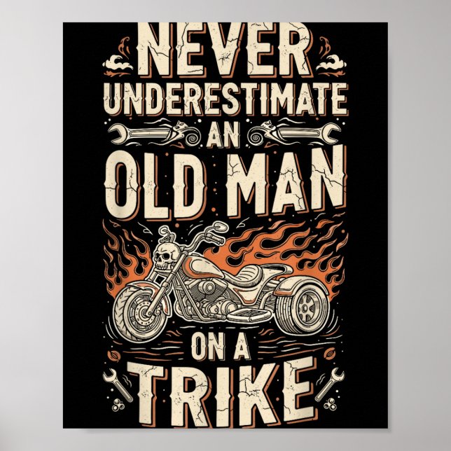 Affiche Funny Never Underestimate An Old Man On A Trike Gr (Devant)